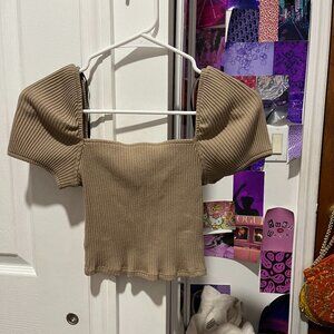 Small H&M light coffee brown crop top